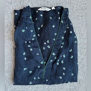 NAF NAF Black and Green Patterned Top with metallic accents